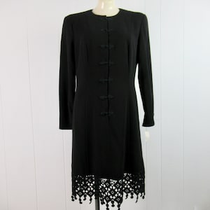 Vintage dress, 1980s dress, Valentino dress, designer dress, black dress, vintage clothing, size medium, NOS