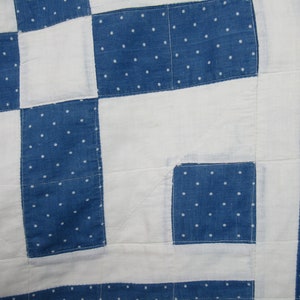 Vintage quilt, 1900s quilt, workwear quilt, large quilt, blue and white quilt, Edwardian quilt, vintage workwear, Calico, vintage decor