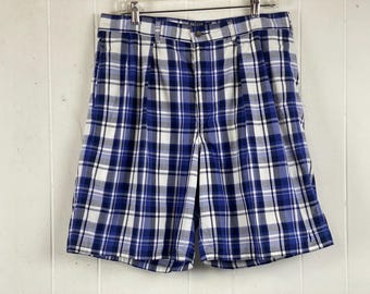 Polo Madras shorts, size 34, Ralph Lauren shorts, blue plaid shorts, Ralph Lauren shorts, 1970s 1980s plaid shorts, vintage clothing