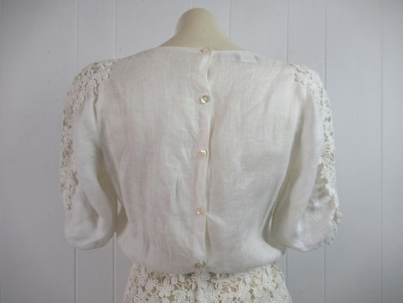 Vintage dress, white dress, linen dress, lace dre… - image 6