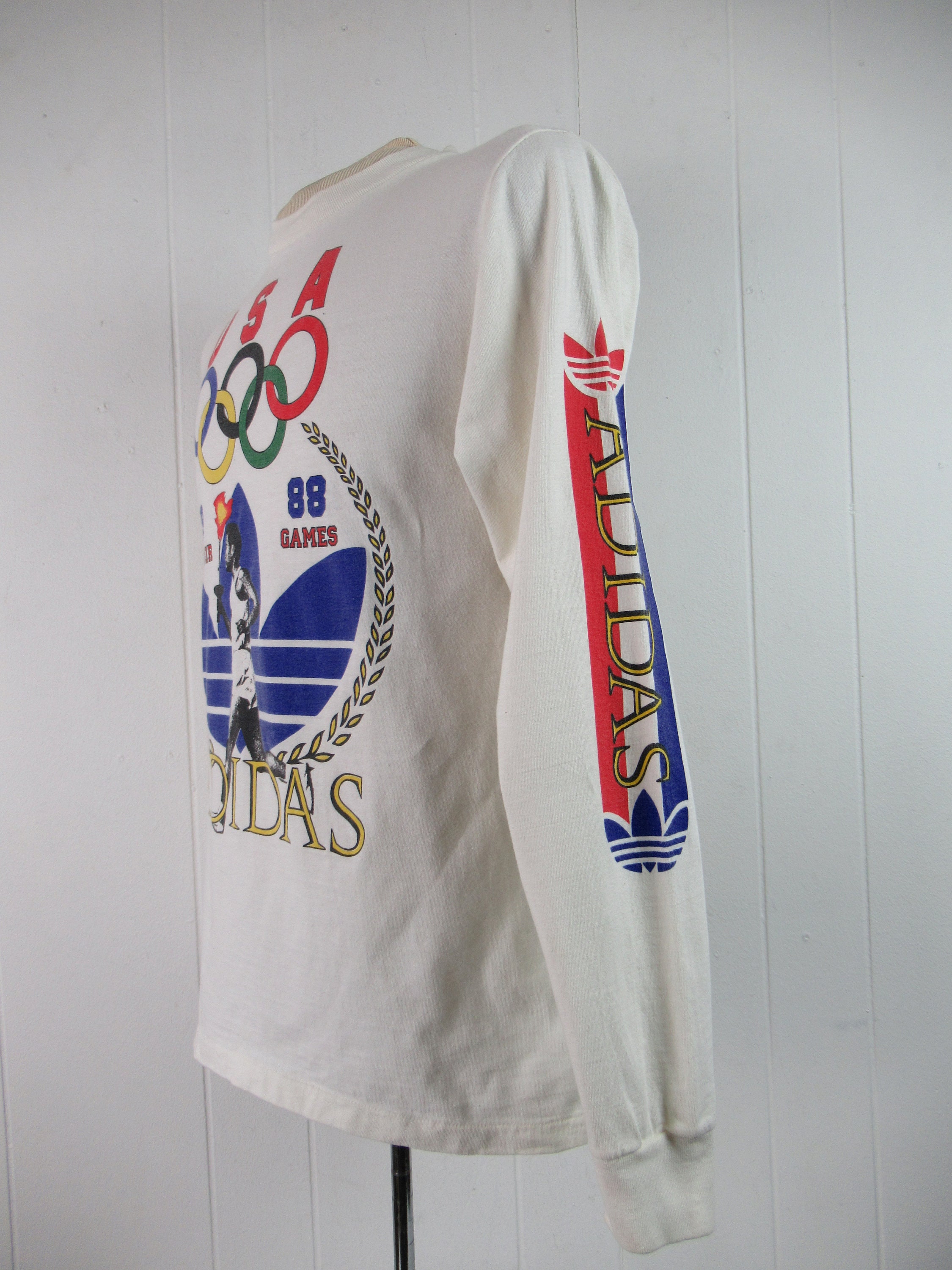 Vintage Shirt, Adidas T Shirt, 1980s Adidas, Olympic Shirt, Old 