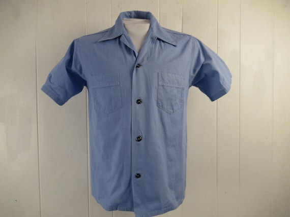 Vintage shirt, 1930s shirt, short sleeve shirt, bl