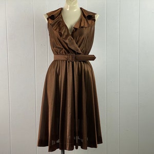 Vintage dress, 1960s dress, 1970s dress, Disco dress, bronze dress, metallic dress, vintage clothing, size small/medium