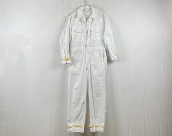 Vintage coveralls, size medium, 1960s coveralls, 1960s jumpsuit, white coveralls, workwear, Air Force coveralls, CMU-3/P, vintage clothing
