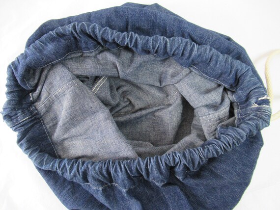 Vintage bag, 1940s bag, denim bag, denim duffel b… - image 5