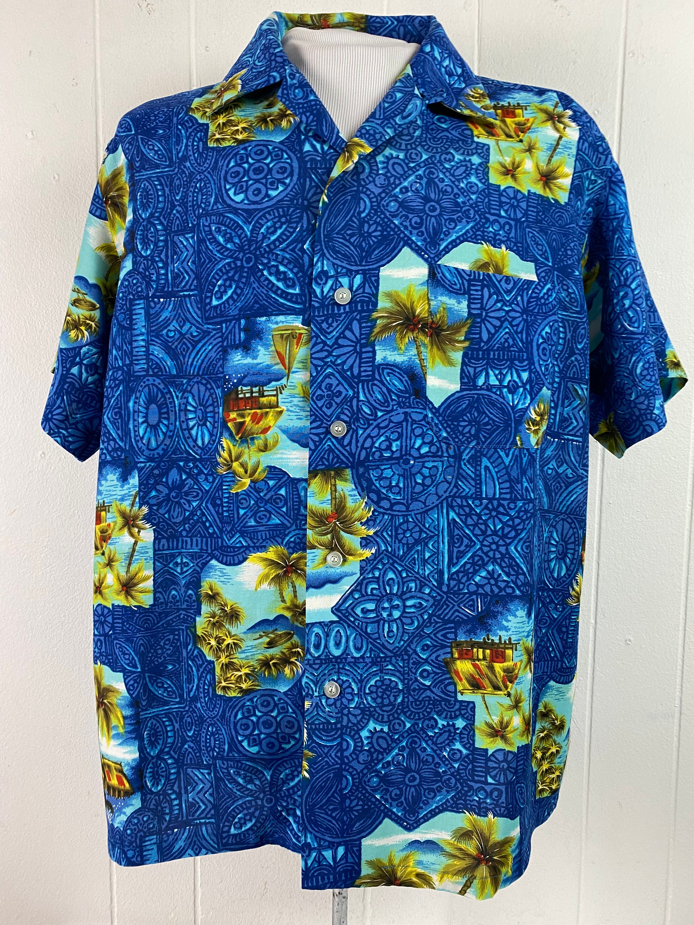 お買い得アイテム 1960's PALMS Shirt Hawaiian Collar Loop シャツ