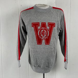 Vintage sweatshirt, size medium, 1970s sweatshirt, West Virginia State College, Flocked logo, school sweatshirt, vintage clothing, NOS