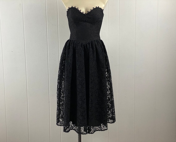 Vintage Dress, Prairie Dress, Black Dress, 1970s Dress, Gunne Sax Dress, Lace Dress, Black Lace Dress, Vintage Clothing, Size Xs