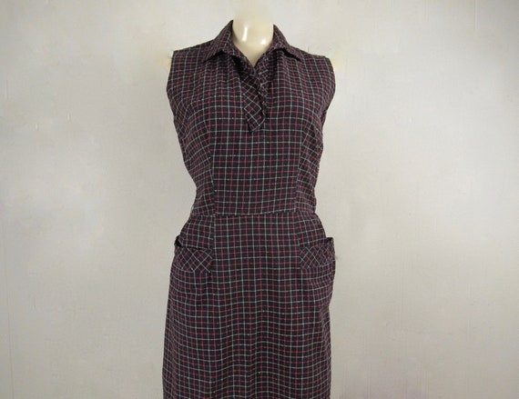 Vintage dress, 1950s dress, size small, plaid dre… - image 1