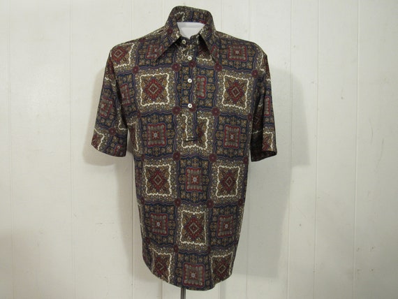 Vintage shirt, short sleeve shirt, hippy shirt, p… - image 1