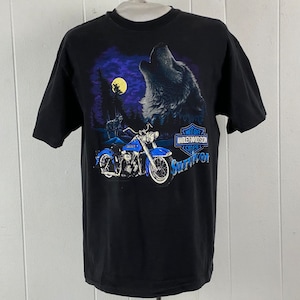 Vintage t shirt, size large, Harley Davidson t shirt, motorcycle t shirt, biker t shirt, Wolf t shirt, Chicago, 90s shirt, vintage clothing