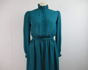 Vintage dress, blue dress, 1970s dress, Lady Carol, vintage clothing, size medium