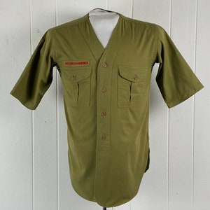 Vintage shirt, size small, Boy scout shirt, 1940s shirt, cotton shirt, short sleeves, button down shirt, B.S.A. shirt, vintage clothing