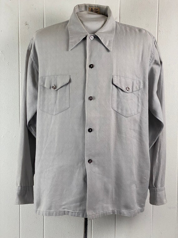 Vintage shirt, 1940s shirt, cotton shirt, button … - image 2