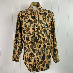 Vintage Shirt, Camo Shirt, Baumwoll Flanell Shirt, Eddie Bauer Shirt, 1970er Shirt, Camouflage Shirt, Jagdshirt, Vintage Kleidung, Groß