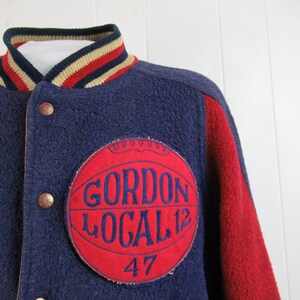 VINTAGE JACKET, 1940s jacket, stadium jacket, basketball jacket, reversible, Gordon Local 12, vintage clothing, size medium image 2