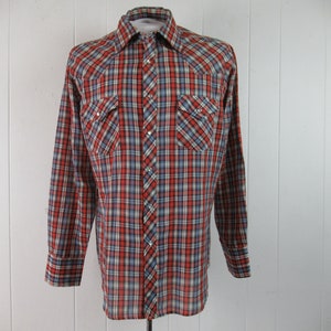 Camicia vintage, camicia anni 1970, camicia a quadri, camicia da cowboy, camicia occidentale, abbigliamento vintage, taglia grande
