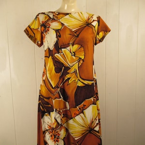 Vintage Hawaiian dress, vintage dress, 1970s dress, maxi dress, cotton dress, Hookano dress, vintage clothing, size medium, NOS