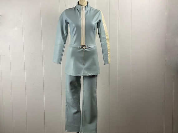 Vintage jumpsuit, size medium, 1960s jumpsuit, motorcycle suit, Topanga Toggs, motorcycle poster, mini skirt, Scooter suit, vintage clothing
