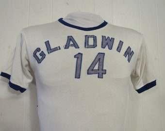 Vintage t shirt, 1940s t shirt, Gladwin t shirt, Gladwin Michigan, baseball shirt, #14, vintage clothing, 38