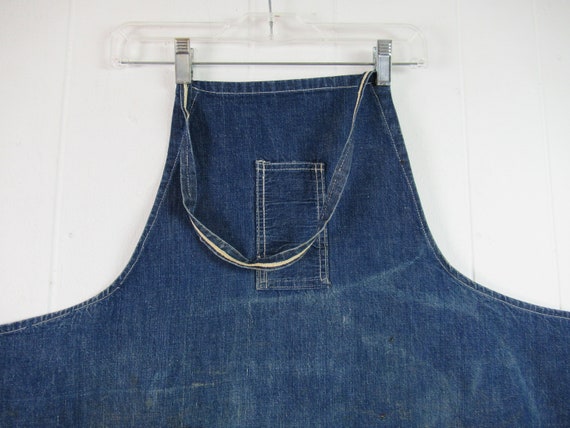 VINTAGE DENIM APRON ② Vintage Denim Apron, 1940s Apron, Blue Apron, Vintage