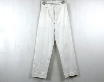 True Vintage 50s US Navy White Cotton Sailor's Bell Bottom Baggy