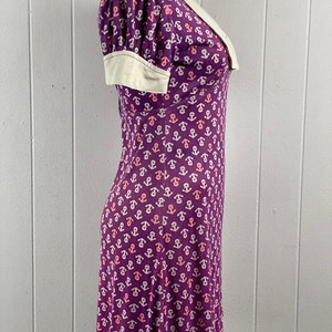 Vintage dress, anchor dress, 1960s dress, sailor dress, nautical dress, purple dress, nylon dress, Mod dress, vintage clothing, size small image 8