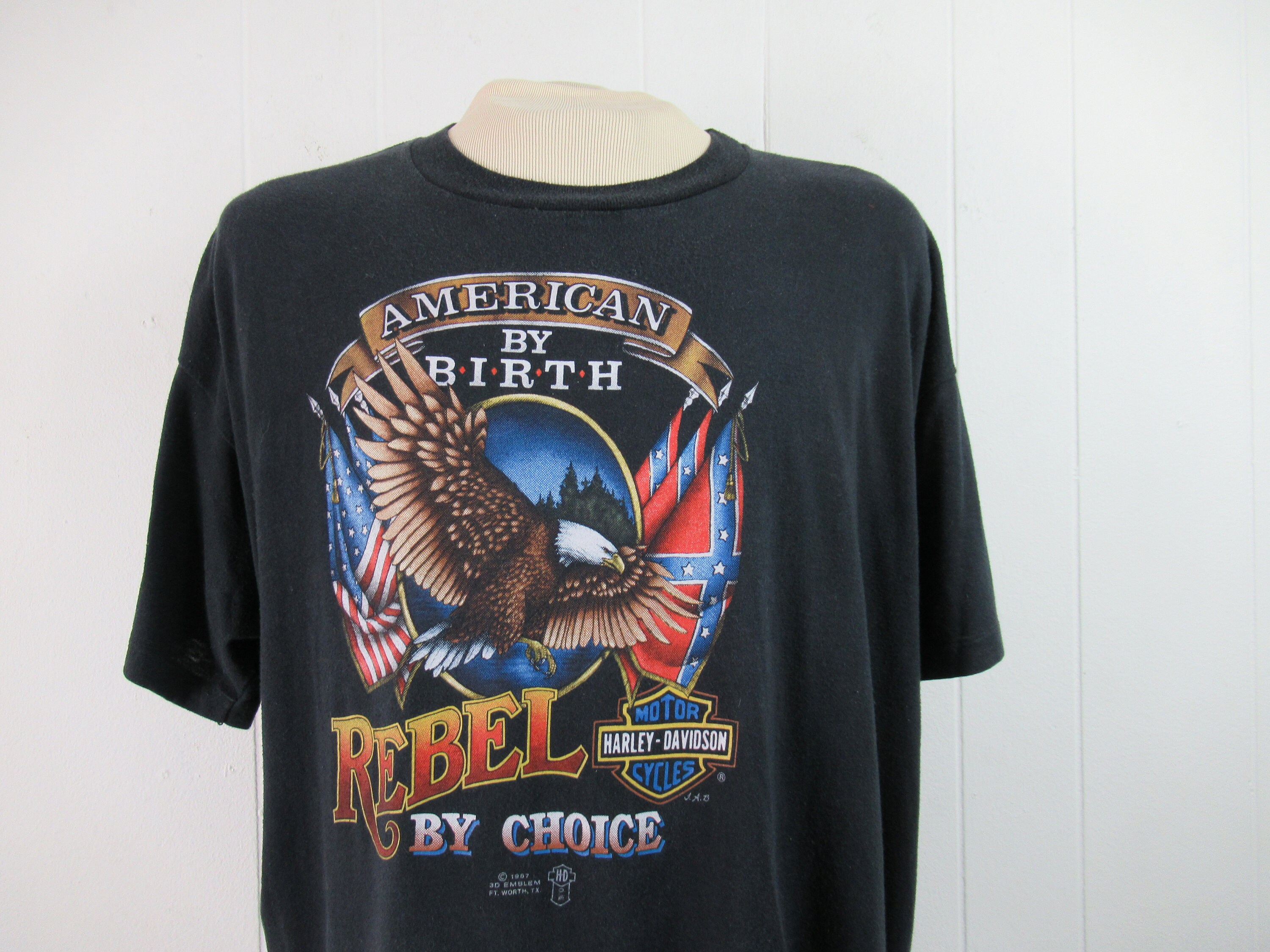 80s HARLEY DAVIDSON 3D EMBLEM 豚 Tシャツ3XL 80s 3D Emblem Harley Davidson Hog Distressed t-shirt Extra