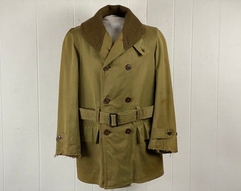 Vintage coat, size medium, WWII Mackinaw coat, 1940s double breasted coat, military coat, Army coat, Jeep jacket, vintage clothing, size 38