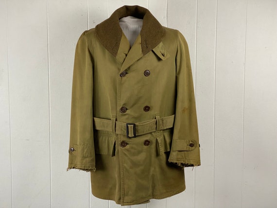 Vintage Coat, Size Medium, WWII Mackinaw Coat, 1940s Double