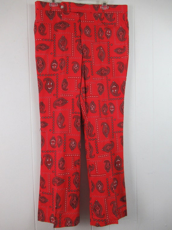 Vintage pants, 1960s pants, paisley pants, red pan