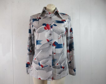 Vintage shirt, Disco shirt, 1970s shirt, abstract shirt, vintage clothing, size medium