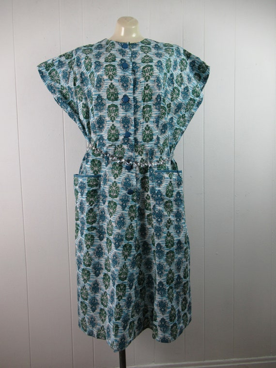 Vintage dress, 1950s dress, cotton dress, blue dr… - image 2