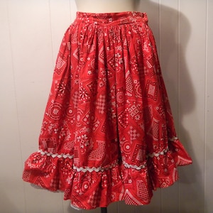 Vintage Skirt, bandana skirt, Rockabilly skirt, square dance skirt, 1950s skirt, vintage clothing, small image 1