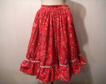 Vintage Skirt, bandana skirt, Rockabilly skirt, square dance skirt, 1950s skirt, vintage clothing, small