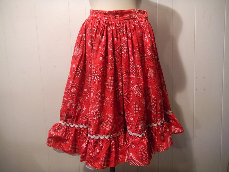 Vintage Skirt, bandana skirt, Rockabilly skirt, square dance skirt, 1950s skirt, vintage clothing, small image 1