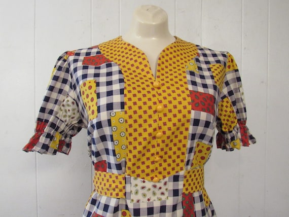 Vintage dress, 1960s dress, patchwork print dress… - image 3