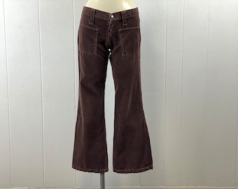 Vintage pants, size 30 X 29, 1960s corduroy pants, Wrangler pants, Hippie pants, vintage hip huggers, brown pants, vintage clothing