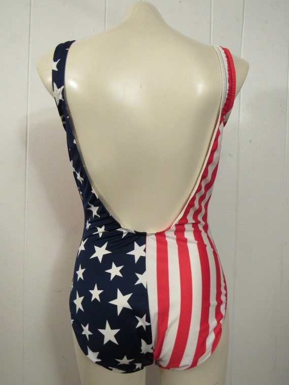 Vintage swimsuit, 1980s swimsuit, American flag s… - image 3