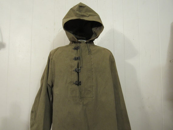 Vintage parka, 1940s hooded jacket, military jacke
