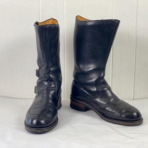 Vintage boots, size 13, motorcycle boots, Chippewa Rally boots style 27862, engineer boots, 1990s boots, black leather riding boots