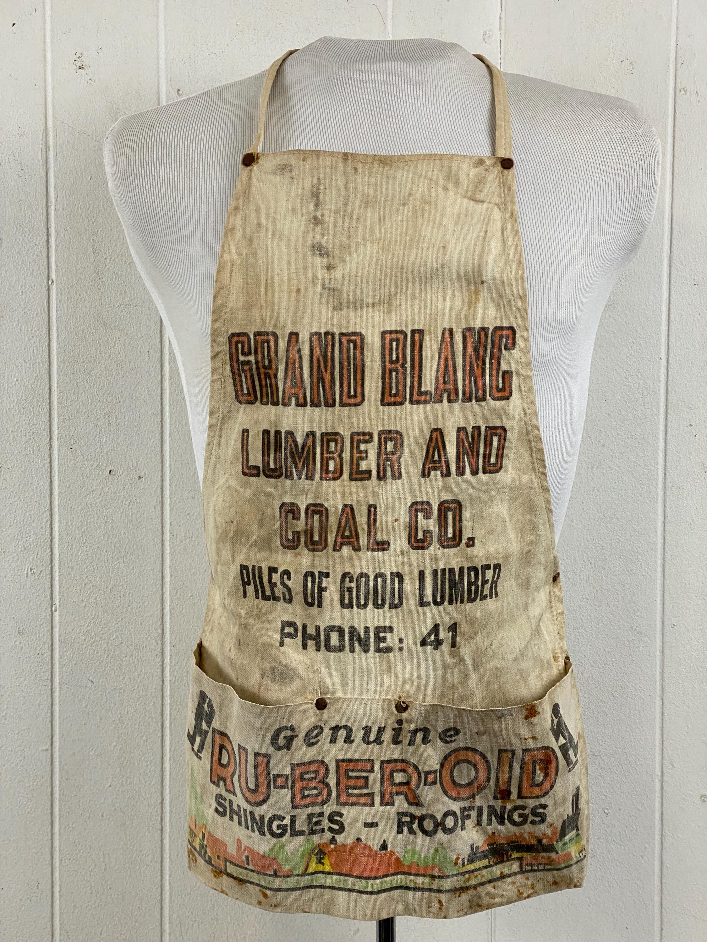 Vintage Work Apron, 1910s Apron, 1920s Apron, Vintage Workwear