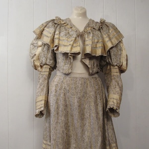Antique dress, victorian dress, 1870s dress, silk dress, jacket and skirt, vintage clothing, size small