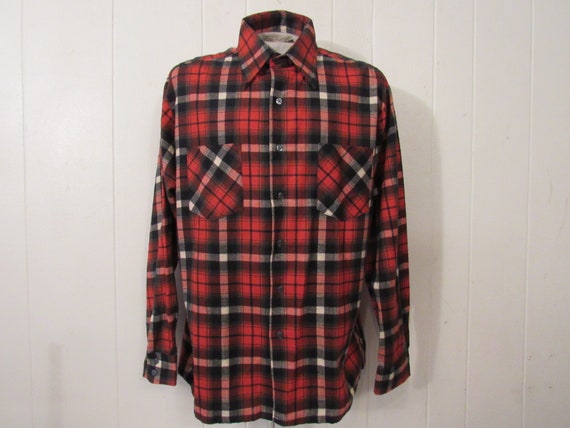 Vintage shirt, 1970s shirt, cotton flannel, plaid… - image 1