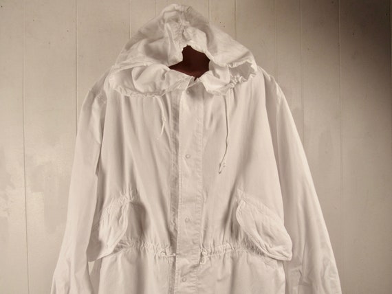 Vintage parka, military parka, white cotton jacket