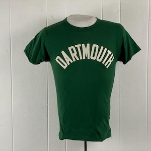 Vintage 70s Deadstock Champion Blue Bar Dartmouth T Shirt Made in 