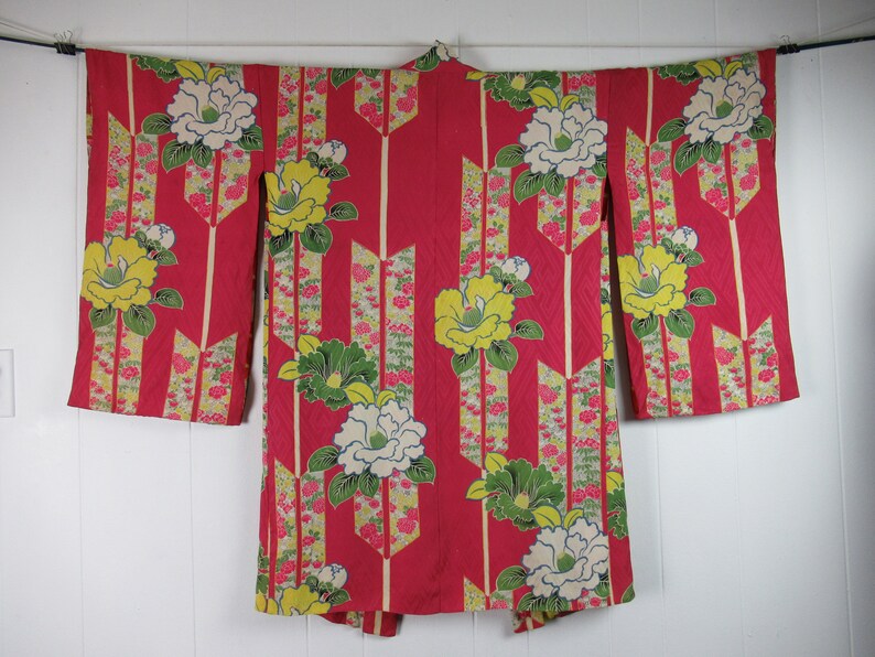 Vintage kimono, 1930s kimono, vintage robe, silk robe, reversible robe, Asian robe, kimono, vintage clothing, size medium image 3