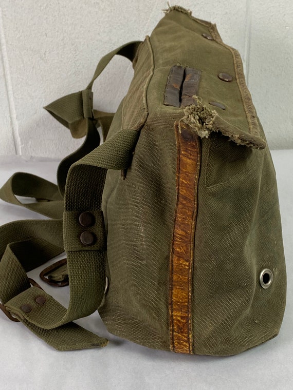 Vintage bag, 1940s bag, shoulder bag, fishing bag… - image 4