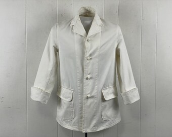 Vintage jacket, size small, work jacket, 1940s jacket, WWII jacket, white jacket, chef's jacket, vintage workwear, vintage clothing