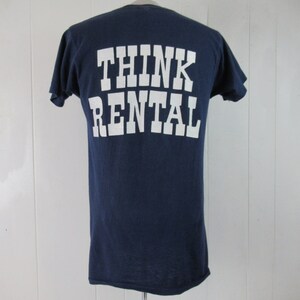 Vintage t shirt, 1970s t shirt, THINK RENTAL, landlord t shirt, blue t shirt, vintage clothing, size large